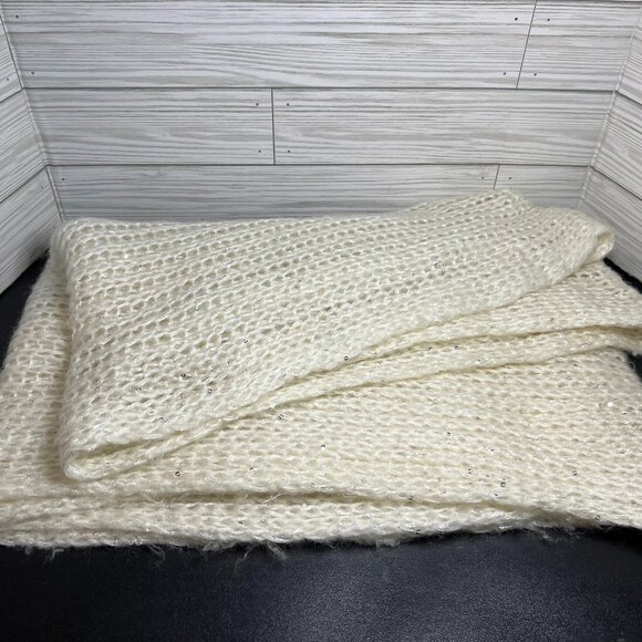 Echo Women's Ivory Sequin Shimmering Thick Knit Infinity Loop Wrap Scarf - Picture 6 of 6